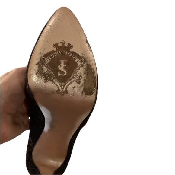 Francesco Sacco Viola Suede Embroidered High Vamp Platform Pump Size 9.5 Italian - Picture 11 of 11